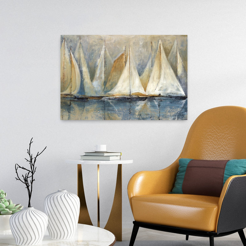 Flotte de voile, art côtier abstrait, H 24 po x l 16 po
