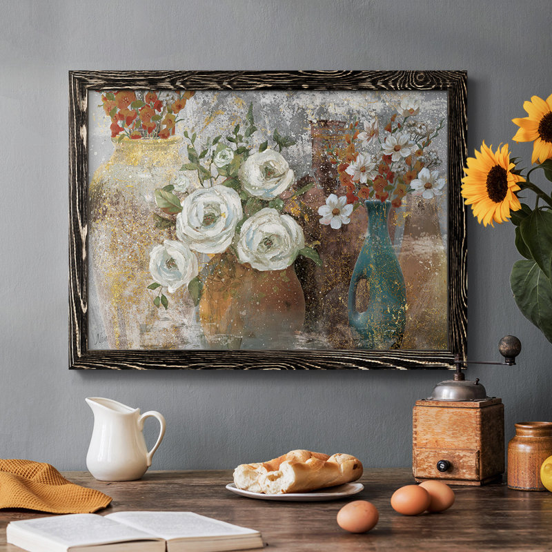 «Vessels And Blooms Spice», reproduction d'art sur toile, Noir, H 28 po x l 42 po x P 1,5 po