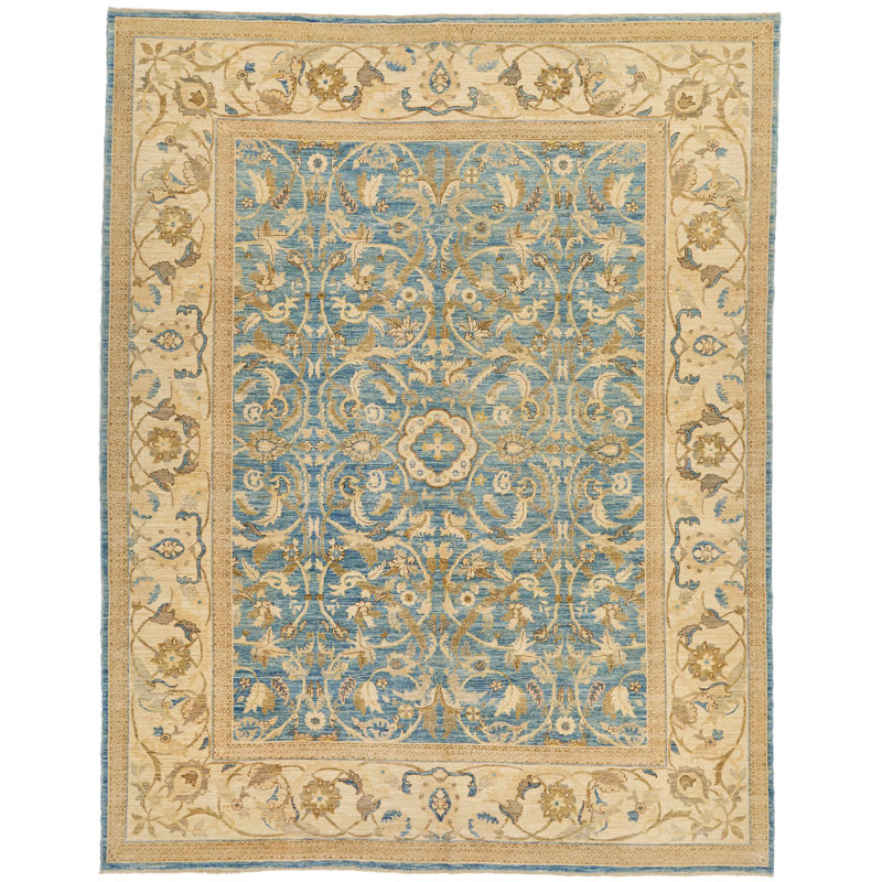Tapis traditionnel bleu et ivoire 9 x 12