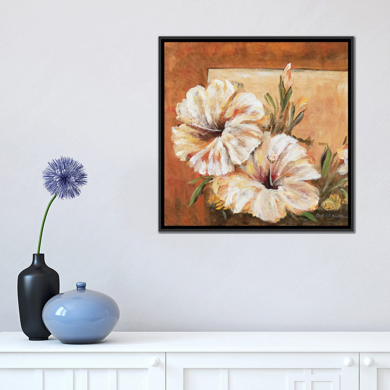 « classic floral l », reproduction sur toile, H 18 po x l 18 po x P 1,5 po, Toile avec cadre noir, Pas de tapis