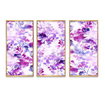 Branches de membres lilas - ensemble de 3 reproductions d'art encadrées sur toile