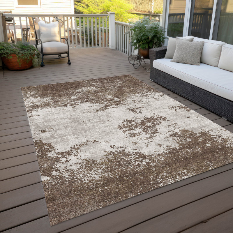 Aera Brown Washable Indoor-Outdoor Rug - , 8' x 10'