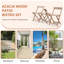 Ensemble bistro 3 pièces pour terrasse, ensemble de chaises d'extérieur avec table carrée en bois