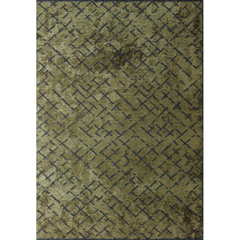 Rapture Abstract Area Rug in Green, Rectangle 9' x 12'