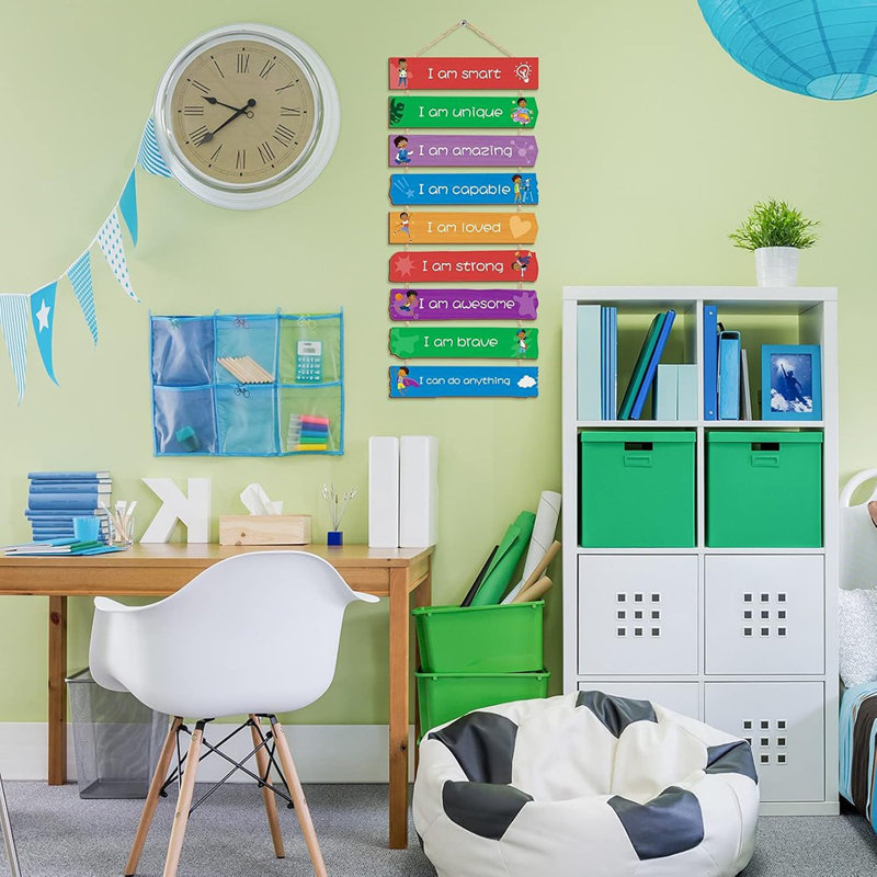 Ensemble de 9 décorations de chambre à coucher pour garçons, décoration murale inspirante pour garçons, plaque murale en bois pour enfants