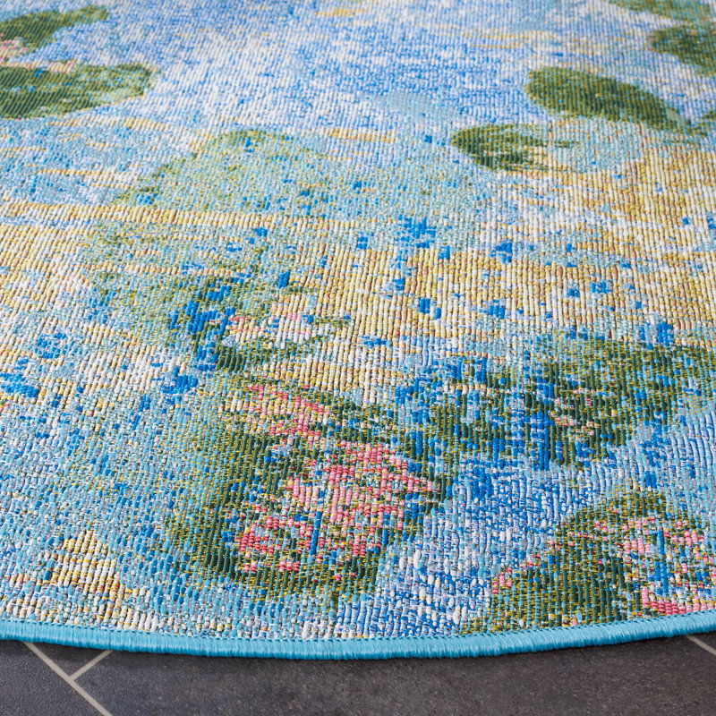 Barbados 500 Performance Floral Indoor/Outdoor Area Rug, Round 6'6"