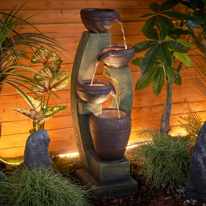 Dorminy Weather Resistant Cascade Fountain with Light