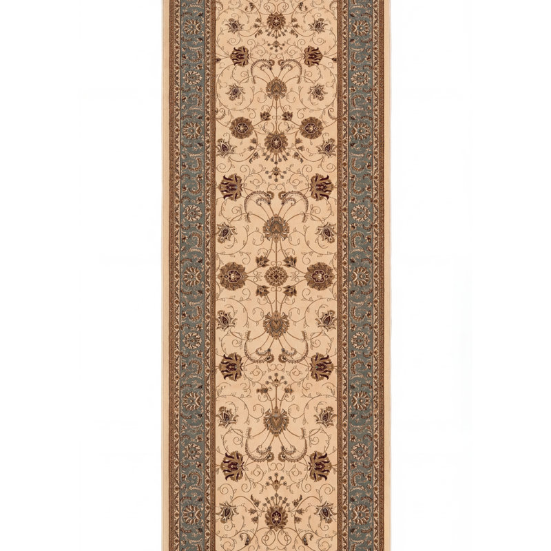 Rug Branch Yasmin 2' x 12' (2'3" x 12') Beige/Blue Persian Medallion Indoor Runner Rug, Traditional, Low Pile, Stain-Resistant Hallway Carpet - Entryway, Mudroom, Bedroom, and Kitchen