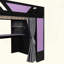 Lit mezzanine en bois avec tablettes, rideaux occultants et lumières RVB-424399064