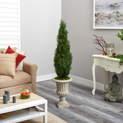 60'' Faux Cedar Tree in Stone Urn