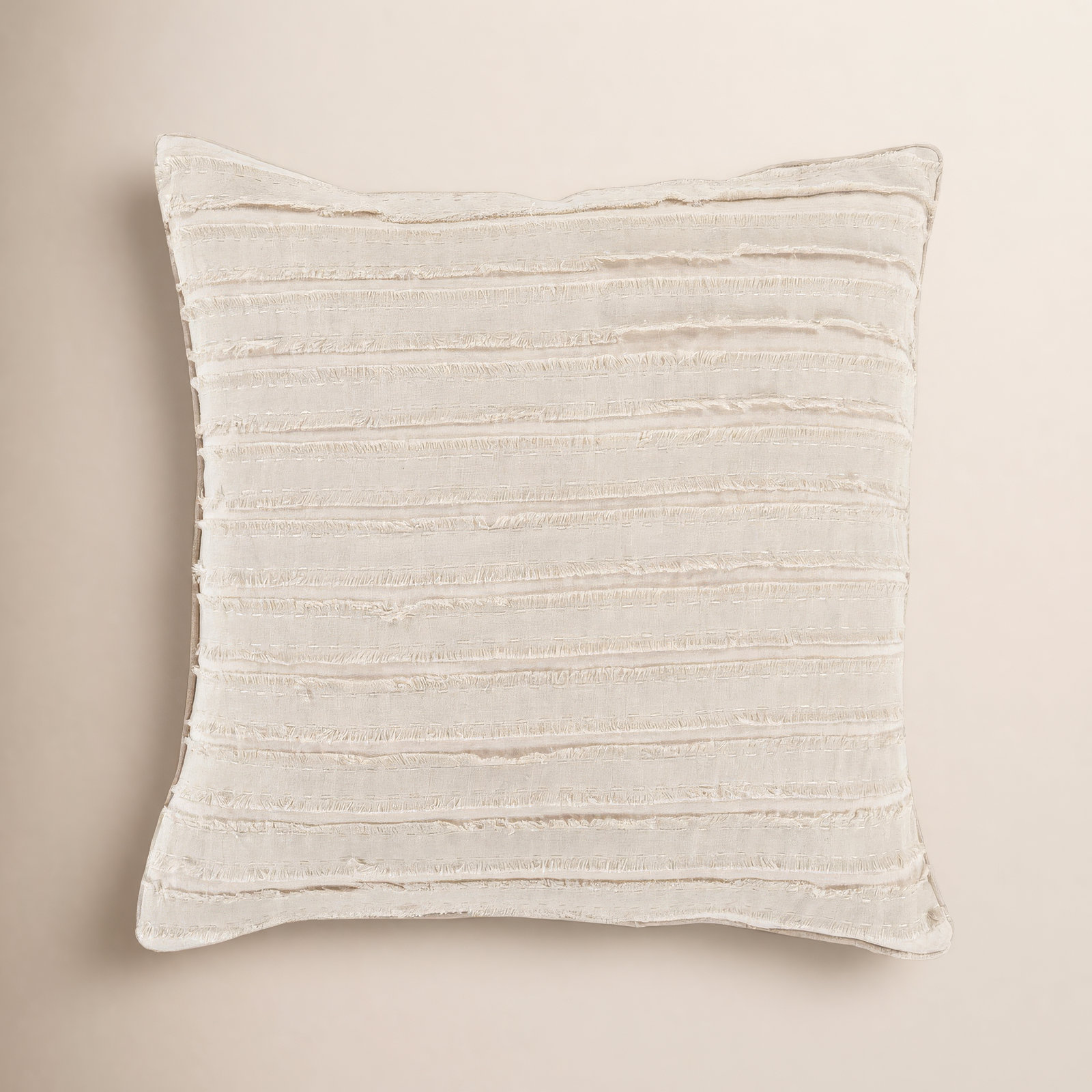 Lorena Striped Linen Throw Pillow, 22" H x 22" W x 4" D, Taupe, Down