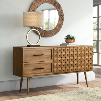 Roisin 58" 2-Door Geometric Detail Solid Wood Sideboard