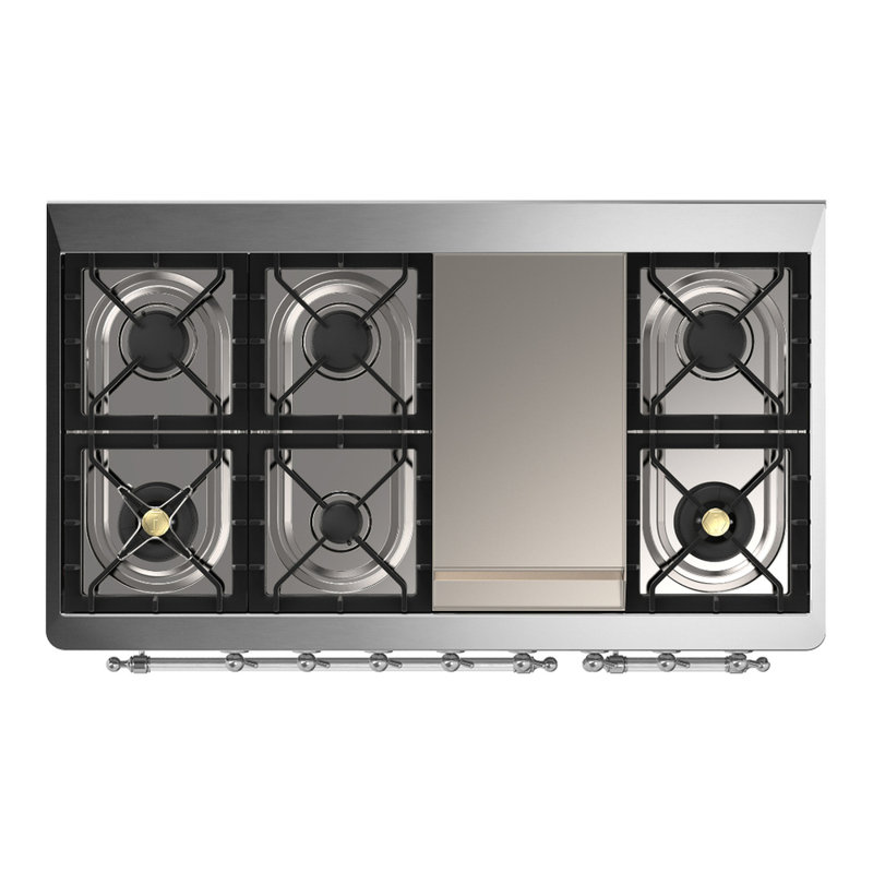 Majestic III Series 48 Inch Dual Fuel Range with 5 Sealed Burners, Griddle, Frenchtop in Matte Graphite (Liquid Propane, Burnished Trim)