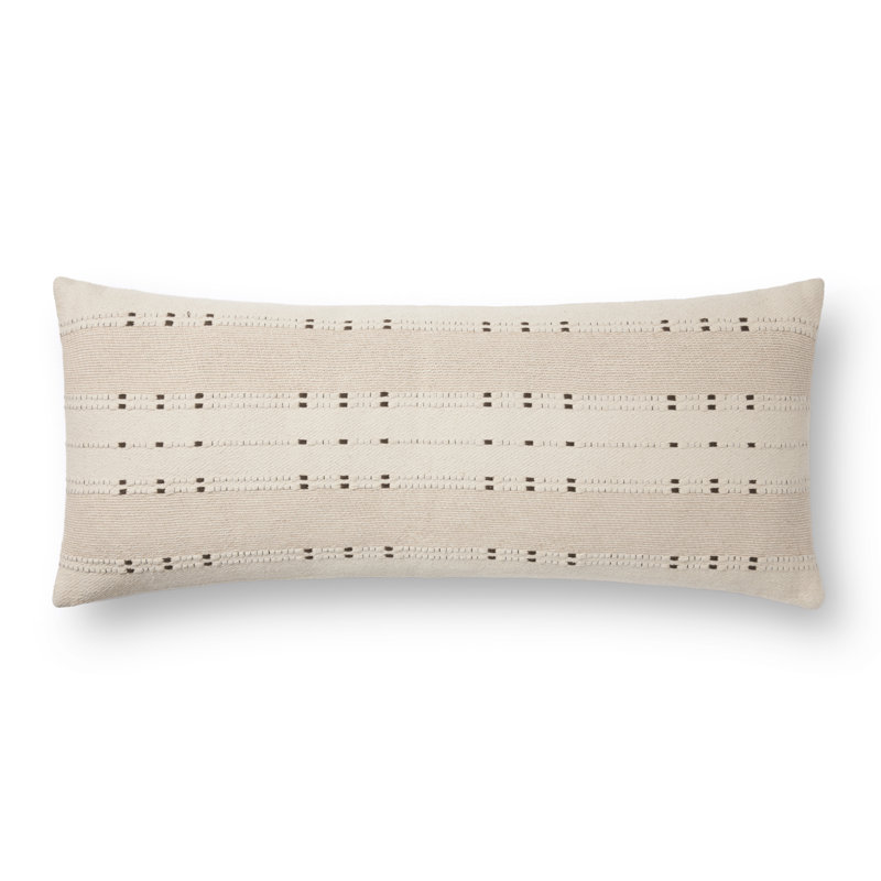 Beige and Terracotta Lumbar Pillow with Polyester Insert