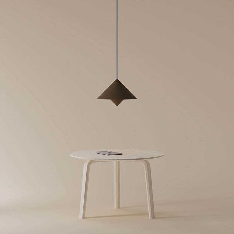 Jai Pendant Light, 14'' H x 9.84'' W x 9.84'' D, Walnut, Black