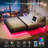 Kathrene Floating Metal Bed Frame with LED Lights and Charging Station, Open-Frame, Underbed Storage Space No Box Spring-1870686668