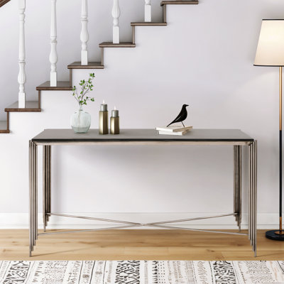 Console décorative rectangulaire pour le vestibule - Table étroite moderne pour décor de vestibule, décor de couloir et canapé - 54 po, or