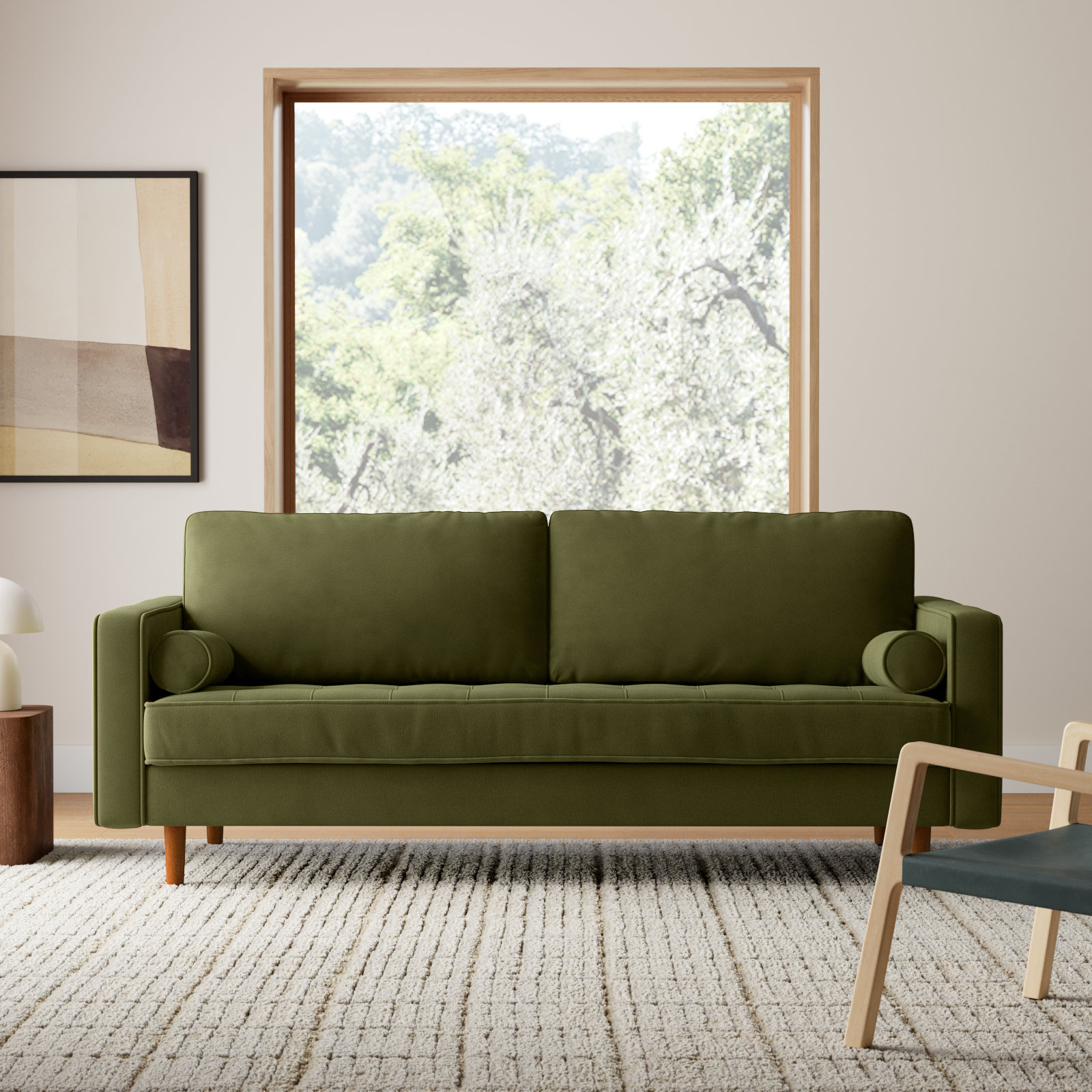Pritchett 83" Velvet Sofa, Bella Forest Performance Velvet