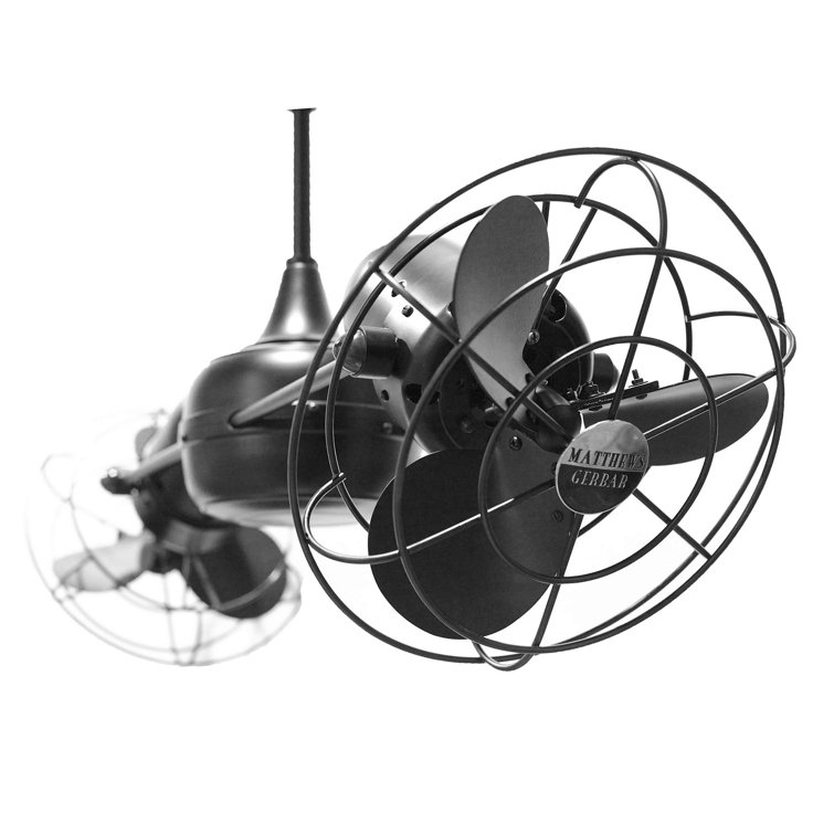 36" Duplo-Dinamico 6 - Blade Caged Ceiling Fan with Wall Control and Light Kit Included