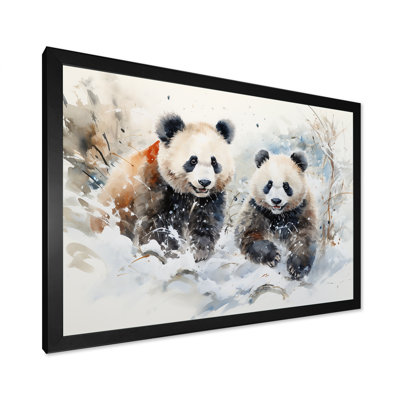 Panda jouant dans un paysage d'hiver - Ours 2, art mural