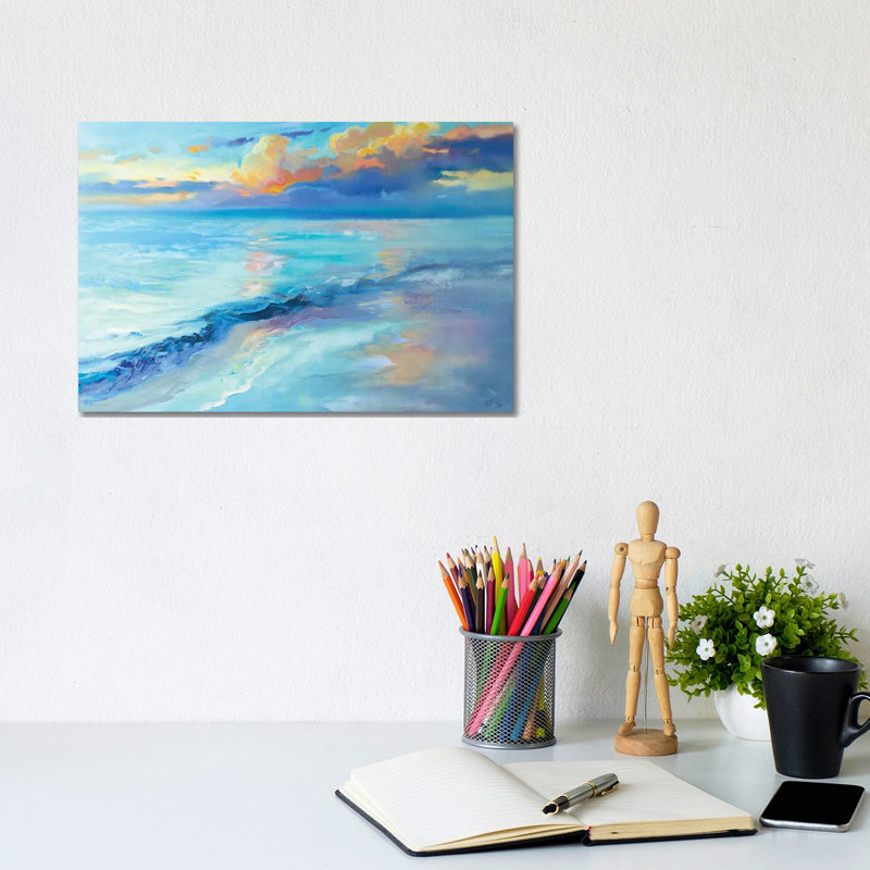 Evening Sky Over The Sea by Katharina Valeeva - Wrapped Canvas Painting, 20.32 cm H x 30.48 cm W