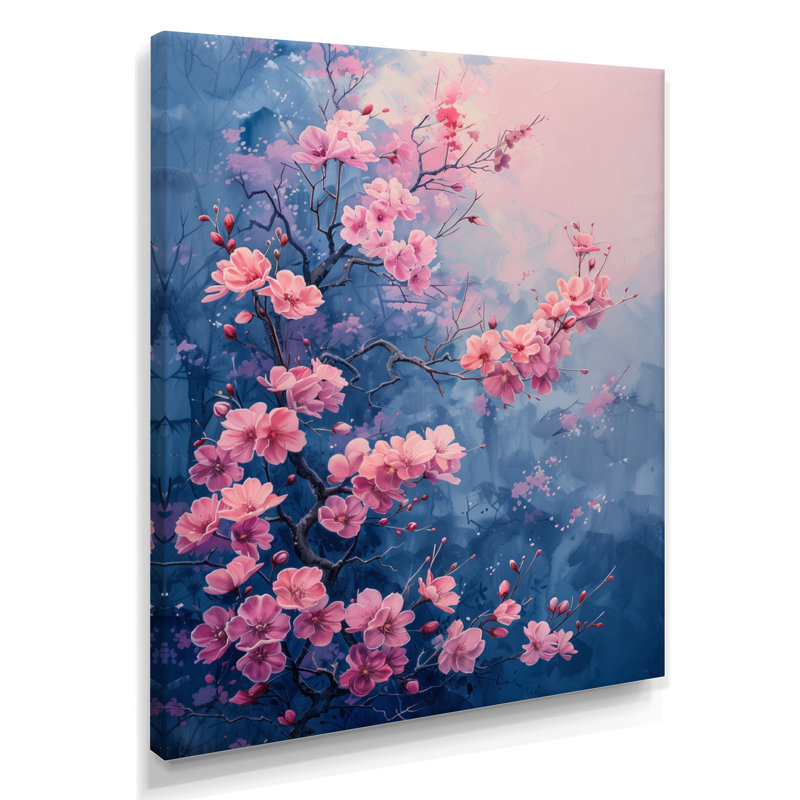 Fleur de cerisier rose et gris Garden Of Dreams II - impression d'art mural cerisier en fleurs, Toile tendue