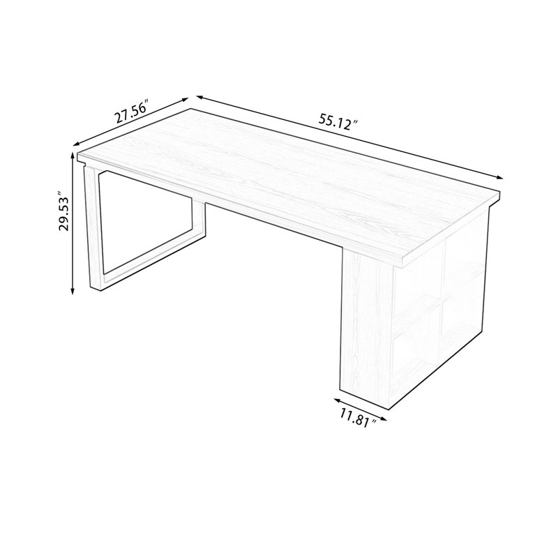 Bureaux rectangulaires en bois massif brun clair, H 29,53 po x l 55,12 po x P 27,56 po