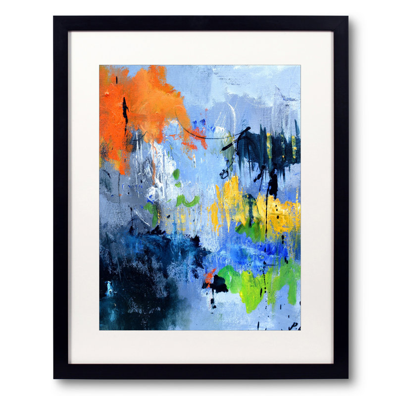 «Garden Colous» par Pol Ledent - Peinture, H 31,25 po x l 25,25 po, Papier avec cadre noir