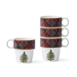 Christmas Tree TARTAN STACKING MUGS S/4