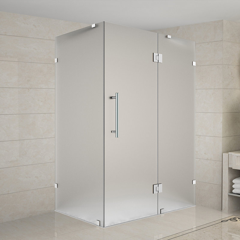 Avalux 40" x 72" Rectangle Hinged Shower Enclosure, Brushed Stainless Steel