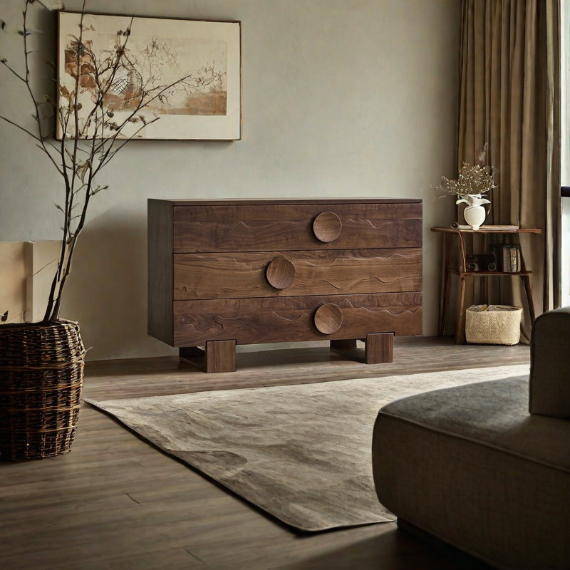 Commode d'appoint simple en noyer noir