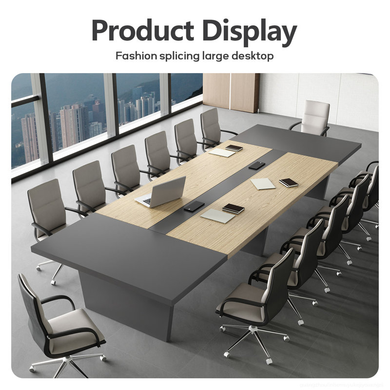 Modern Executive Ergonomic Conference Table With Cable Management And Versatile Design, 29.5" H x 94.5" L x 47.2" W, Gray