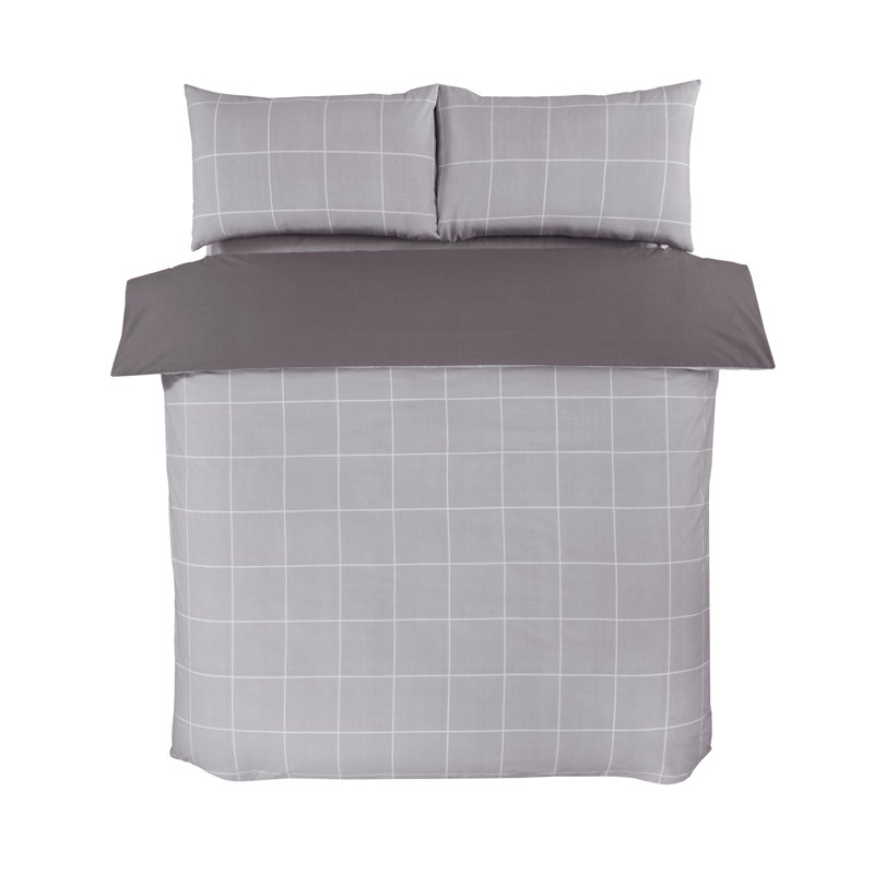 Clementi Cotton Blend Chequered Duvet Cover with Pillowcases Included, Super King