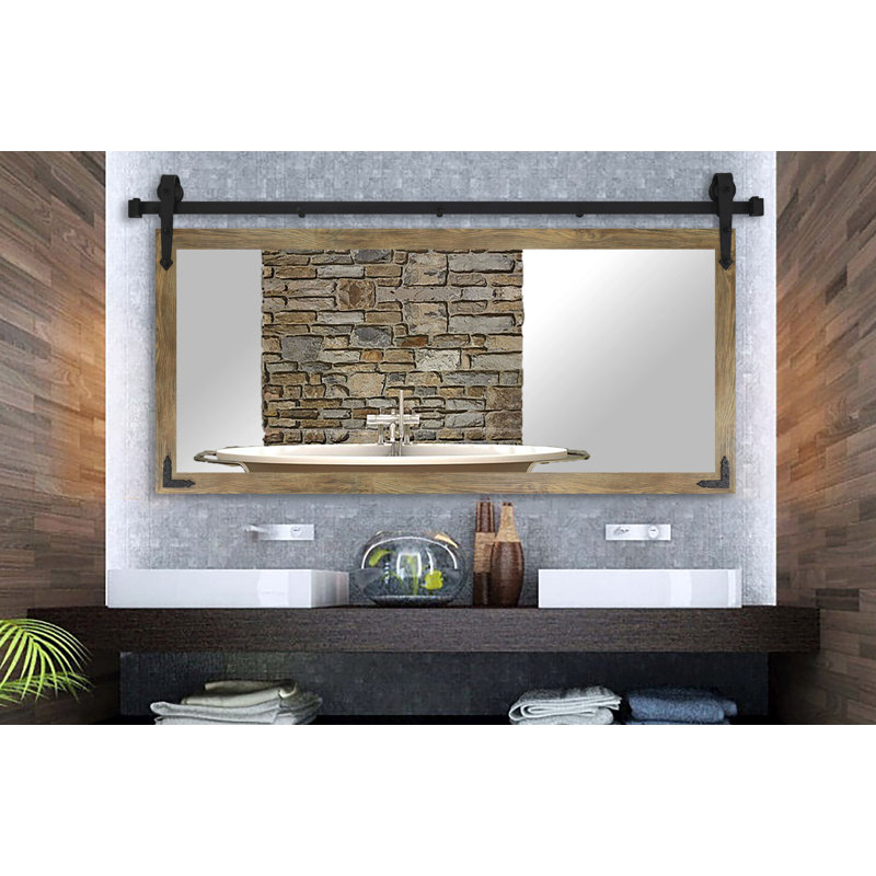 Miroir mural N Peace, H 30,5 po x l 62 po, Bois de grange brun