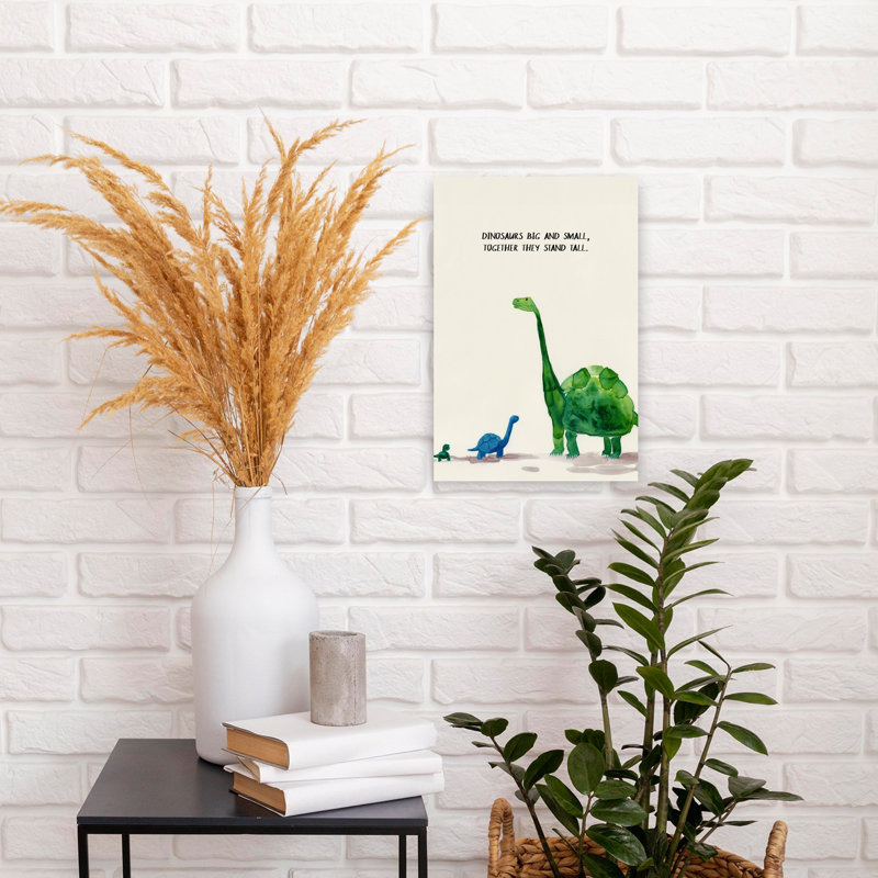 Dino Pals United Playful Whimsical Contemporary Animal Wall Art Print, 45.72cm H x 30.48cm W
