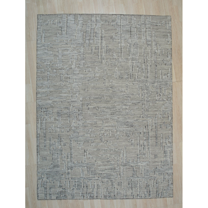 Tapis ivoire en laine fait à la main Lush Xena, Rectangle 9 pi x 12 pi