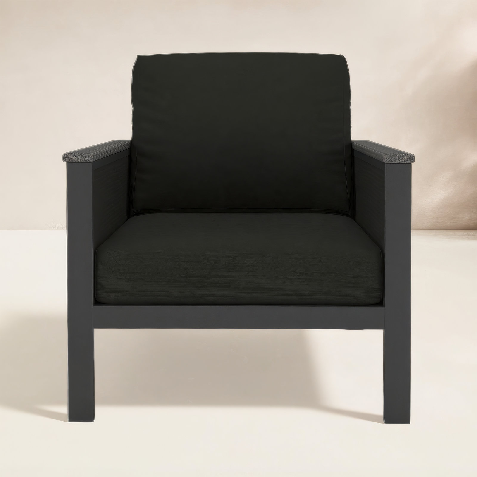 Townsend Sunbrella® Patio Lounge Chair, Canvas Black, Brown/Canvas Black