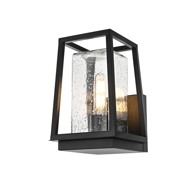 Phung Outdoor Wall Sconce in Black, 10.5" H x 6" W x 7.5" D