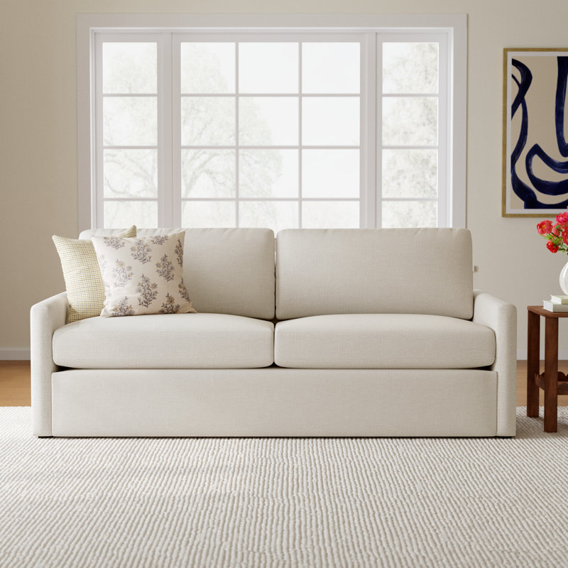 Savannah 85'' Upholstered Sofa, Nomad Snow Crypton® Chenille