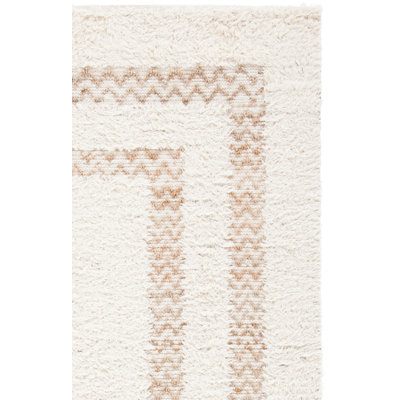 Tapis géométrique en laine / jute / coton tissé à la main Natura en ivoire / naturel