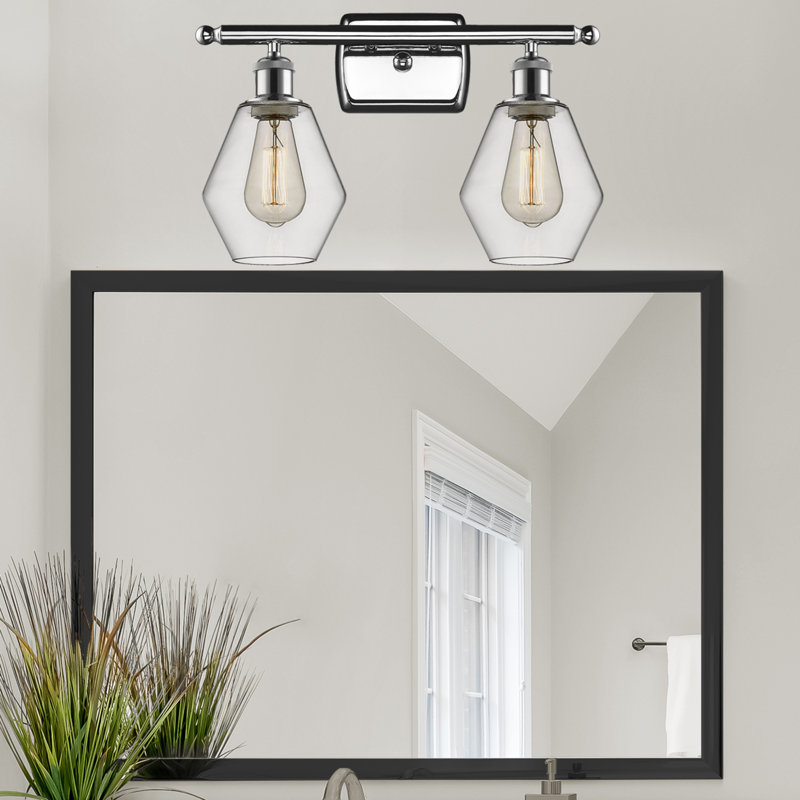 2 - Light Dimmable Vanity Light, Clear, Polished Chrome