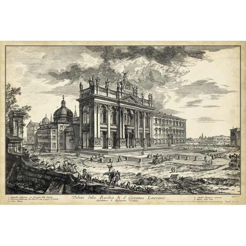 Veduta Basilica S.Giovanni Laterano by Piranesi - Wrapped Canvas Rectangle Print, 51cm H x 76cm W x 3.8cm D