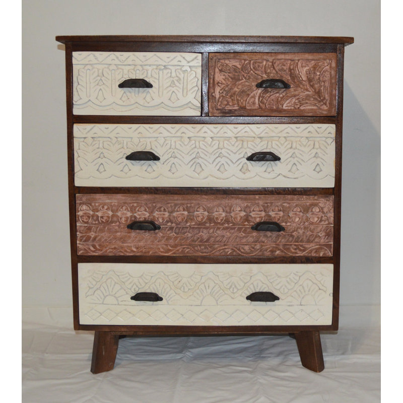 Briarcliff Solid Wood 75cm W 5 - Drawer Chest of Drawers