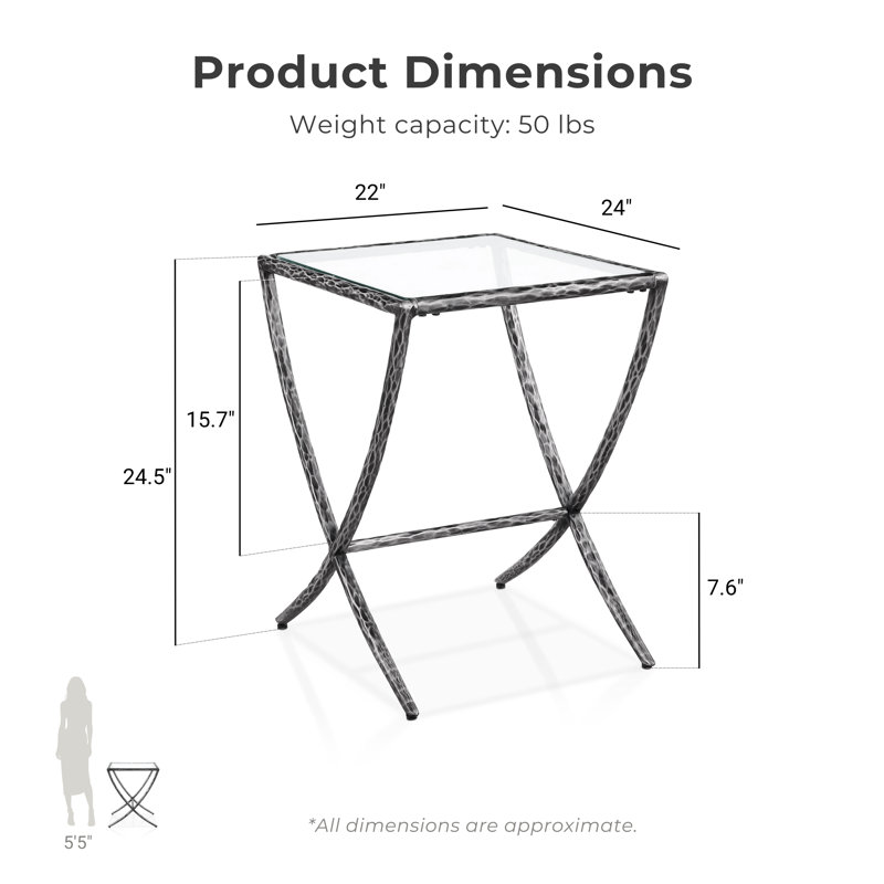 Mathis Modern Hammered Metal Side Table, Matte Gray