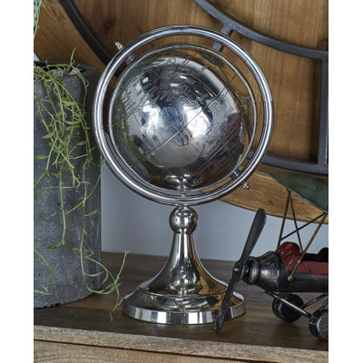 Aluminum Metal Educational/Geographic Earth Silver Globe