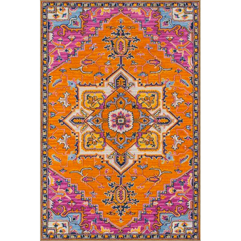 Orange Star Themed Woven Base Carpet And Washable Carpet, Rectangle 2'4" x 4'