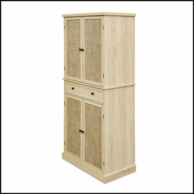 4 Door Rattan Storage Cabinet with 1 Drawer and 4 Adjustable Shelves, Durable and Waterproof for Outdoor Use