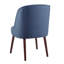 Chaise de salle à manger en bois avec revêtement en tissu bleu texturé, dossier arrondi - housse, pieds, coussin de 6,25 po-1246482234