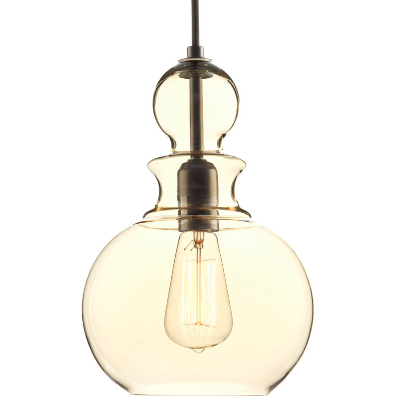 Luminaire suspendu en forme de goutte à 1 lumière Theron, Bronze antique, Champagne