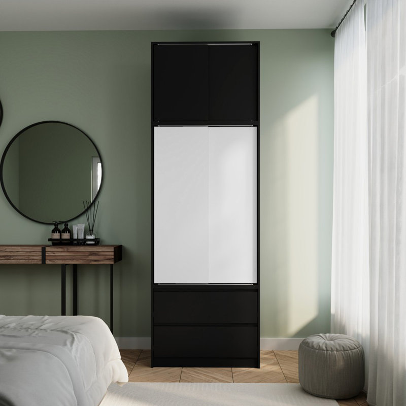 Engineered Wood Wardrobe, Black/Grey